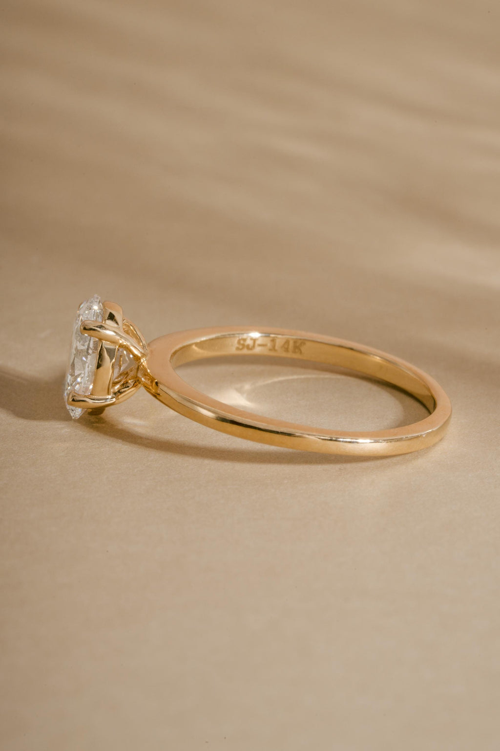 14K Solid Gold Oval Solitaire Engagement Ring by Sami Jewels, Lab Diamond Ring, Wedding Ring