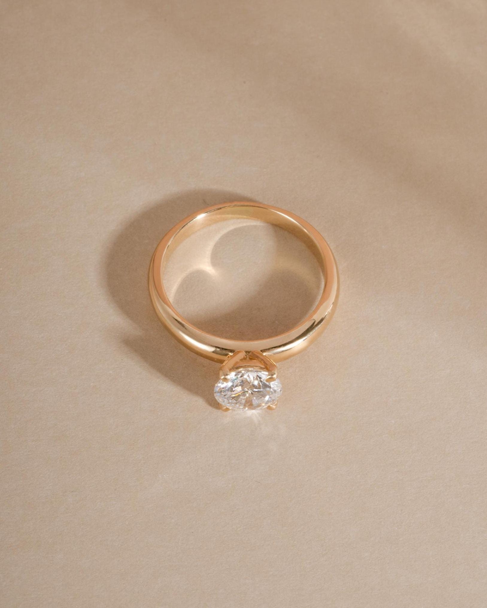14K Gold Round Solitaire Engagement Ring by Sami Jewels, Diamond Ring, Wedding Ring