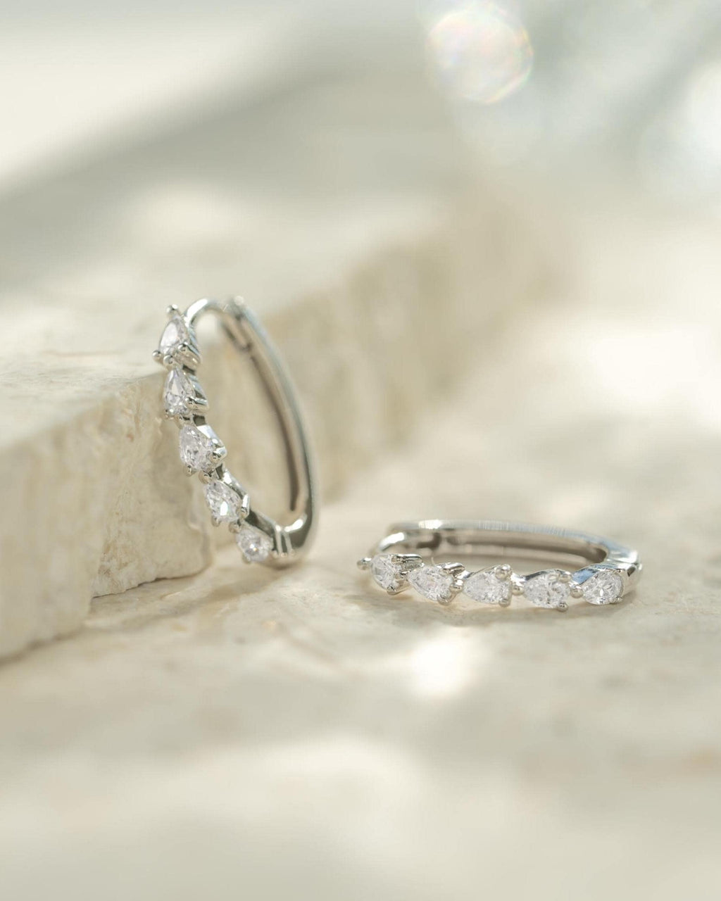 Pear Cut Diamond Hoop Earrings, Dainty Earrings, Huggie Hoop, Small Hoop Earrings, Minimalist Earrings
