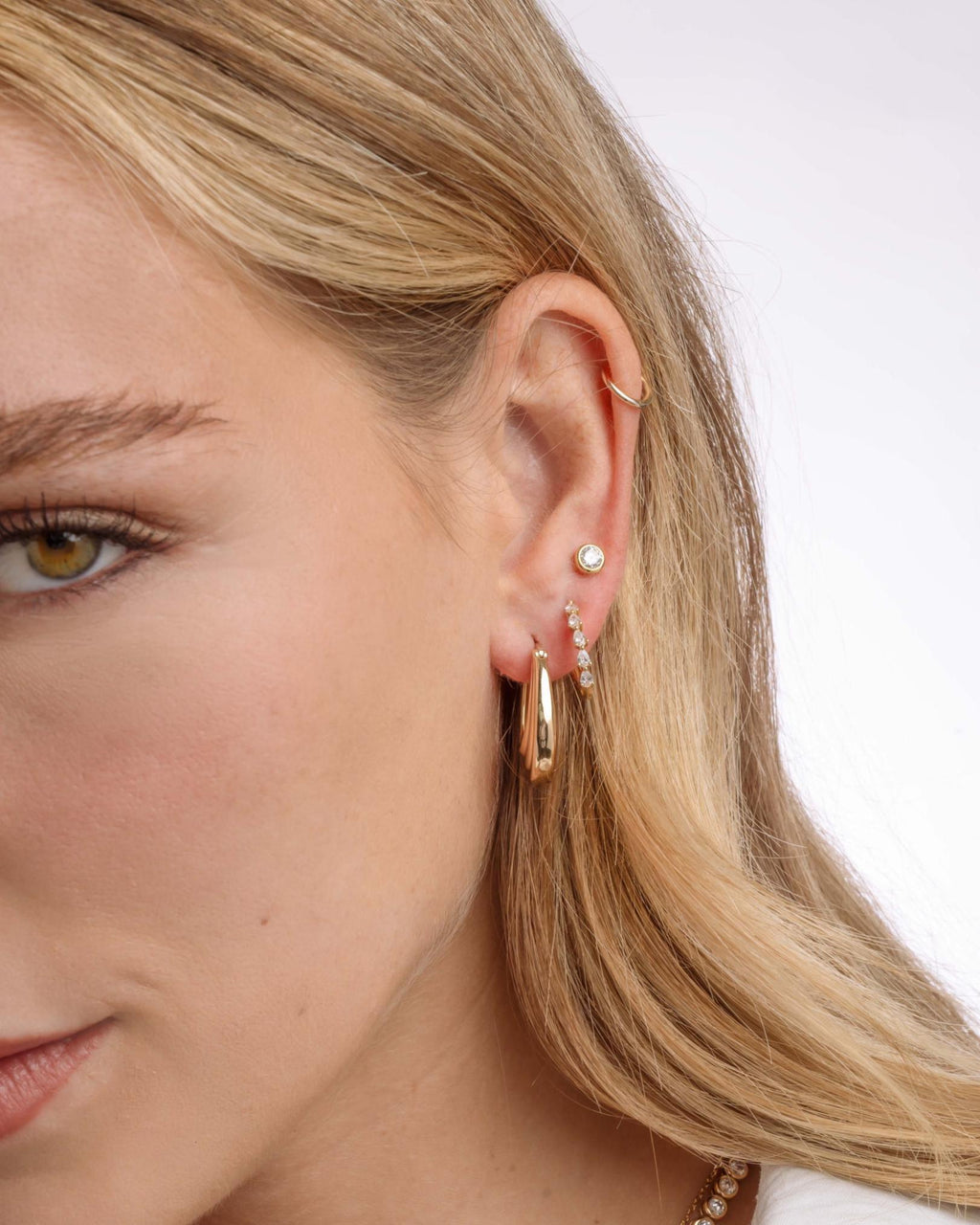 Pear Cut Diamond Hoop Earrings, Dainty Earrings, Huggie Hoop, Small Hoop Earrings, Minimalist Earrings