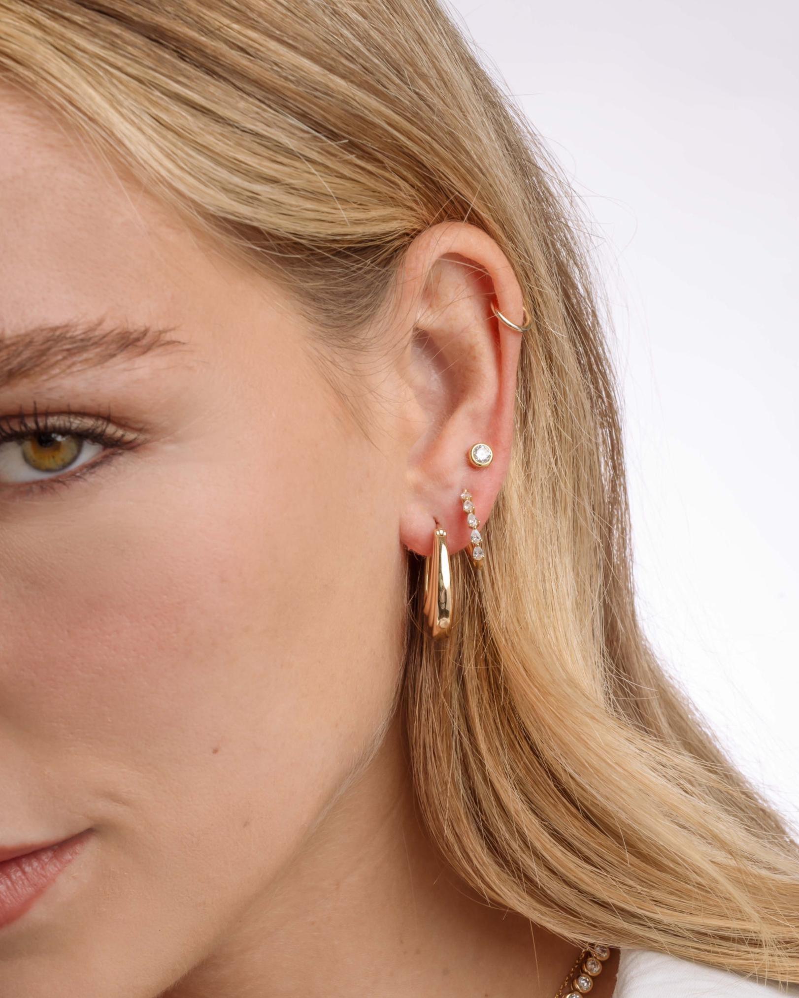 Pear Cut Diamond Hoop Earrings, Dainty Earrings, Huggie Hoop, Small Hoop Earrings, Minimalist Earrings