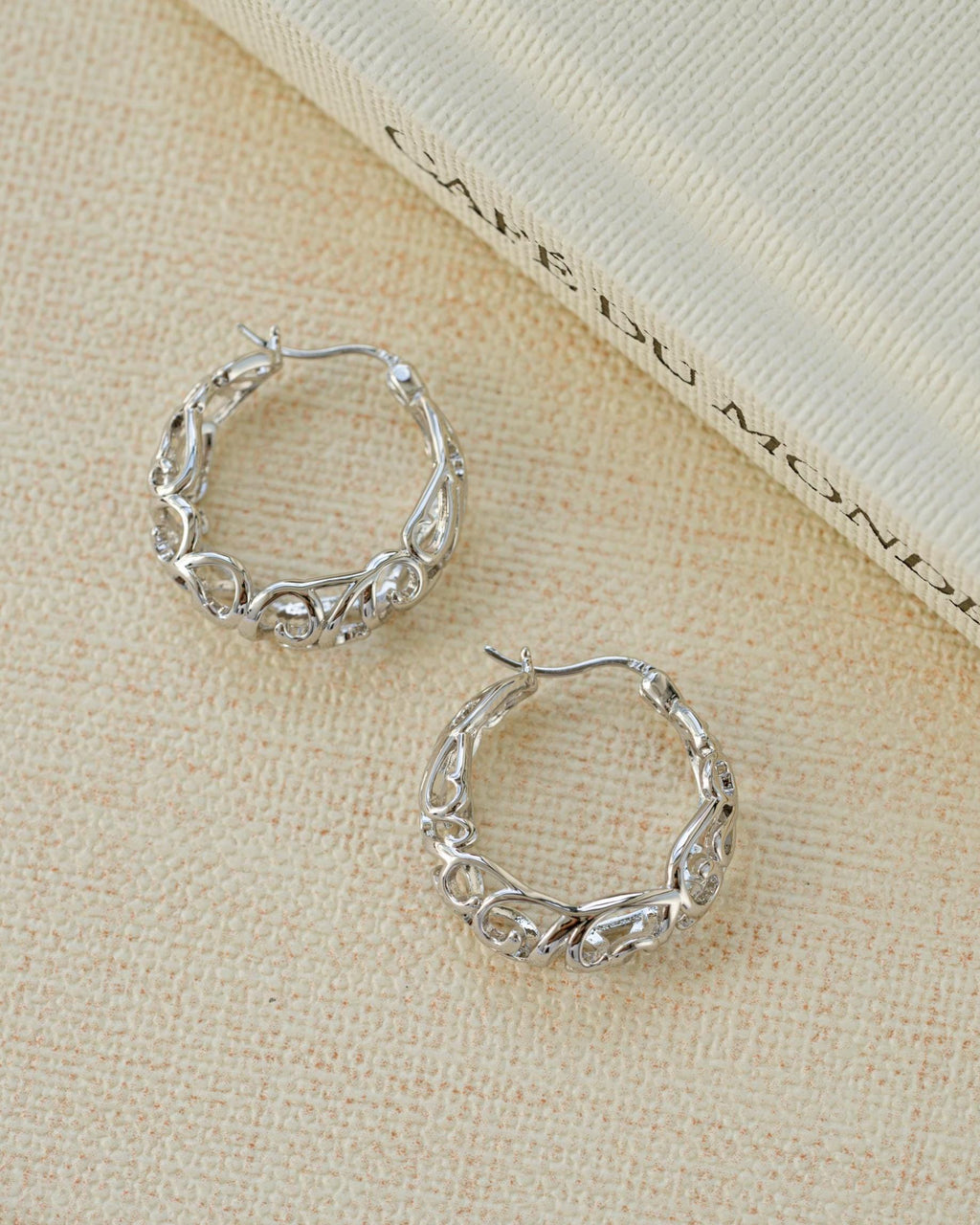 Filigree Gold Hoop Earrings, Vintage Style Statement Hoops