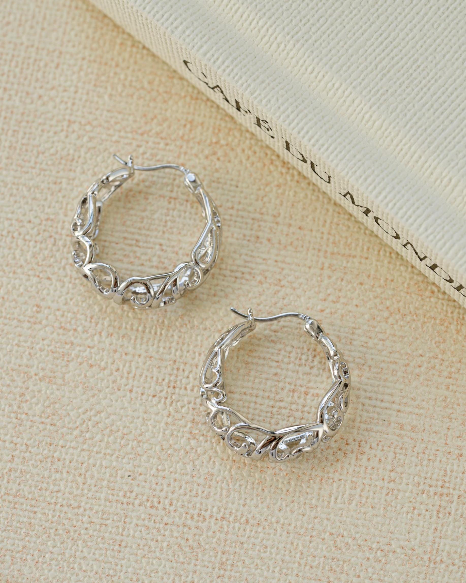 Filigree Gold Hoop Earrings, Vintage Style Statement Hoops