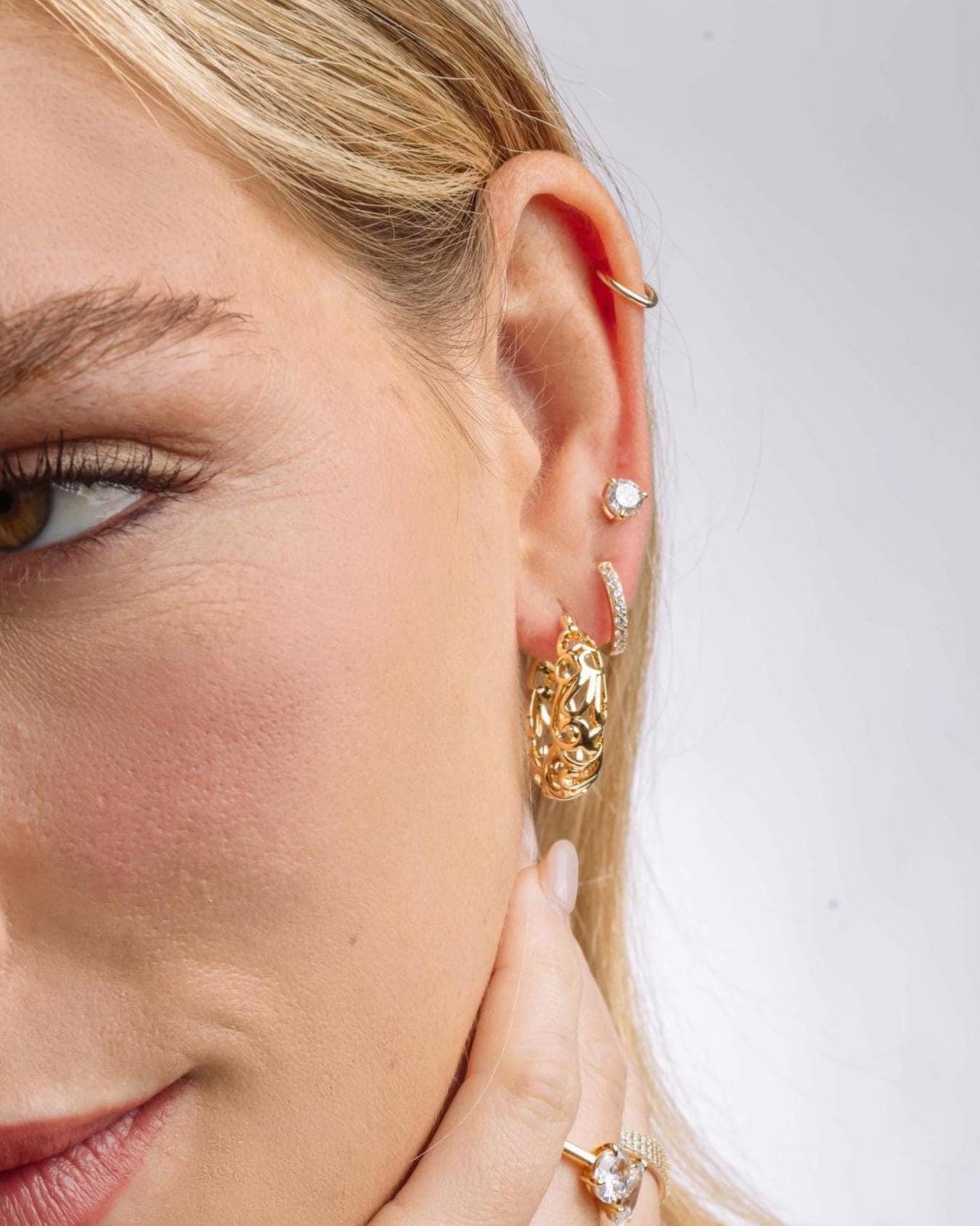 Filigree Gold Hoop Earrings, Vintage Style Statement Hoops