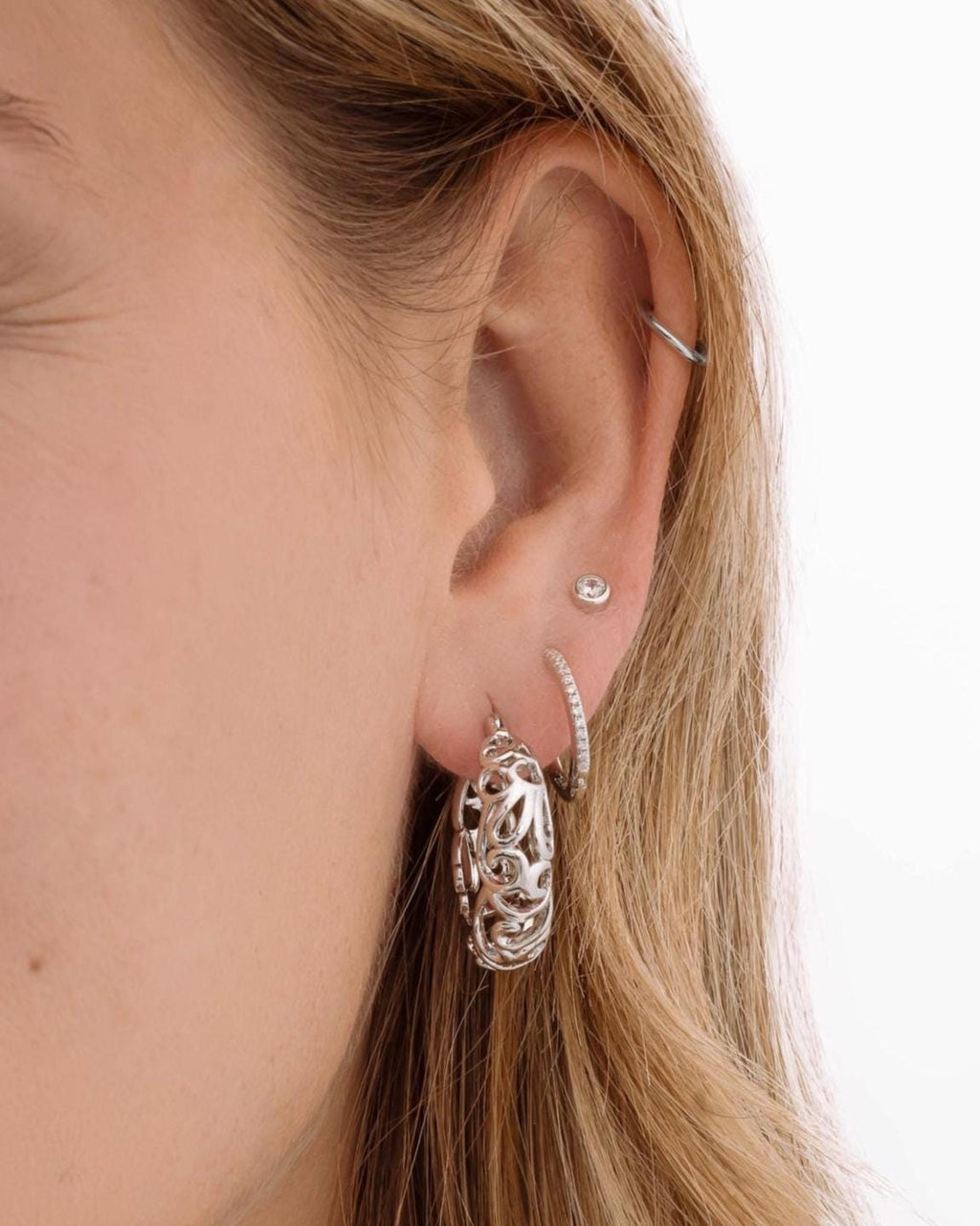 Filigree Gold Hoop Earrings, Vintage Style Statement Hoops