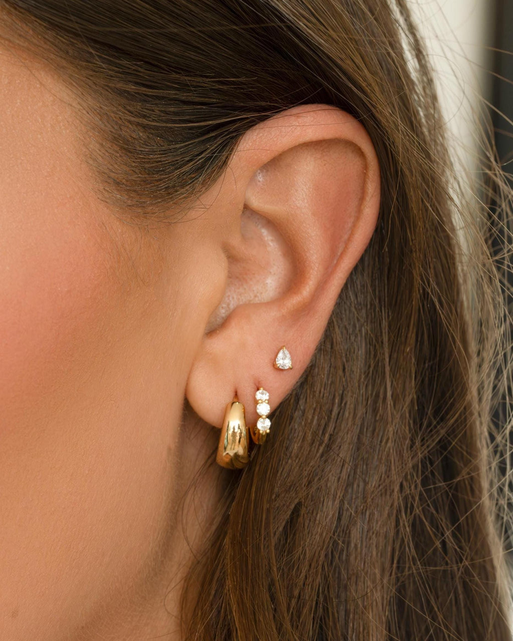 Chunky Gold Small Hoop Earrings, 14k Gold Plated Everyday Earrings