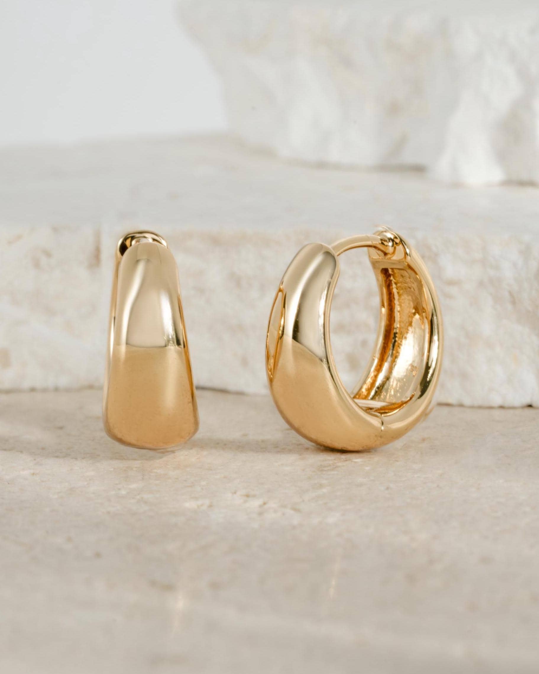 Chunky Gold Small Hoop Earrings, 14k Gold Plated Everyday Earrings