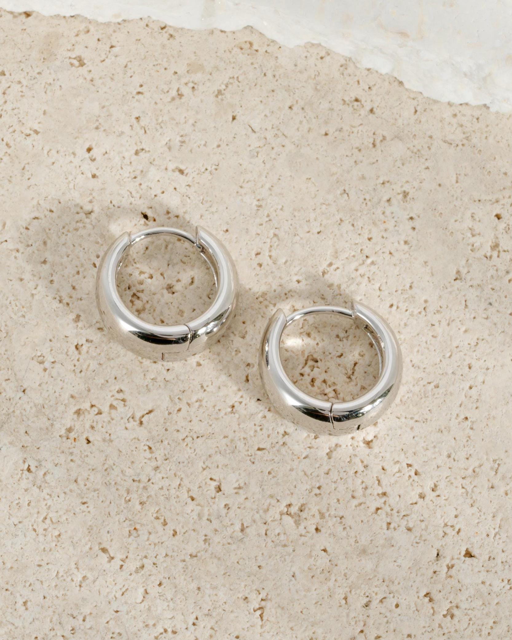 Chunky Gold Small Hoop Earrings, 14k Gold Plated Everyday Earrings