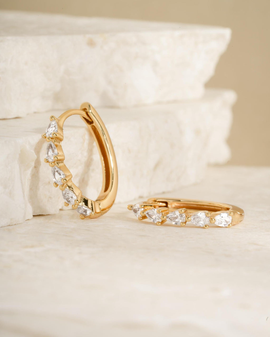Pear Cut Diamond Hoop Earrings, Dainty Earrings, Huggie Hoop, Small Hoop Earrings, Minimalist Earrings