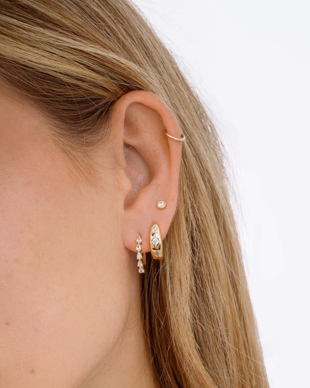 Pear Cut Diamond Hoop Earrings, Dainty Earrings, Huggie Hoop, Small Hoop Earrings, Minimalist Earrings