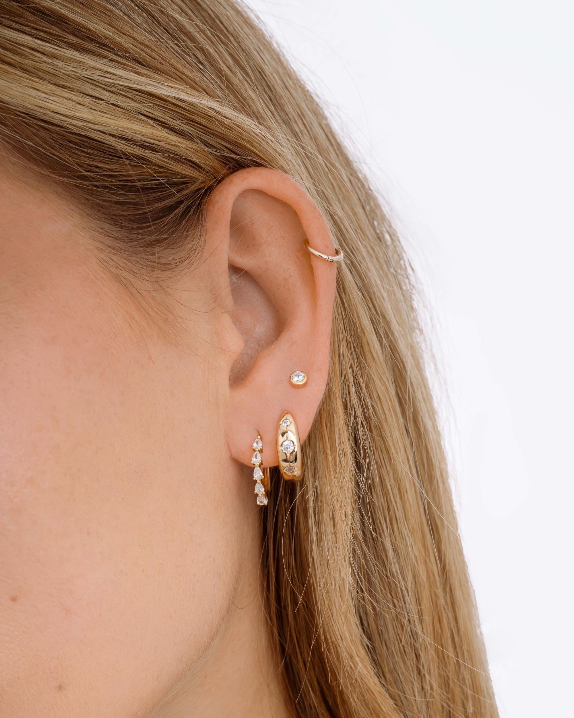 Pear Cut Diamond Hoop Earrings, Dainty Earrings, Huggie Hoop, Small Hoop Earrings, Minimalist Earrings