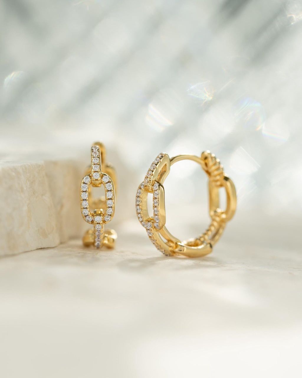 Small Hoop Earrings, Huggie Earrings, Chain Link Design