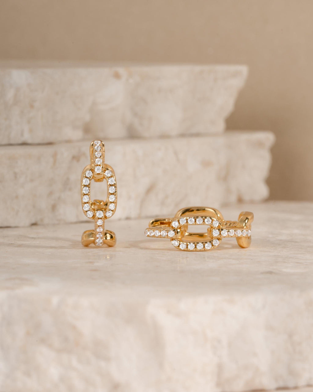 Small Hoop Earrings, Huggie Earrings, Chain Link Design