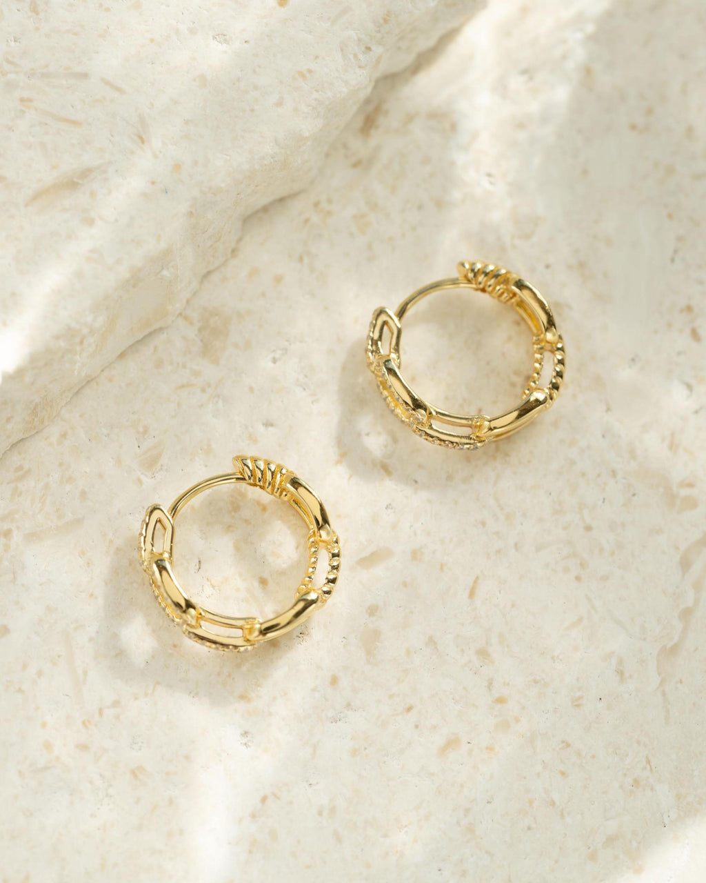 Small Hoop Earrings, Huggie Earrings, Chain Link Design