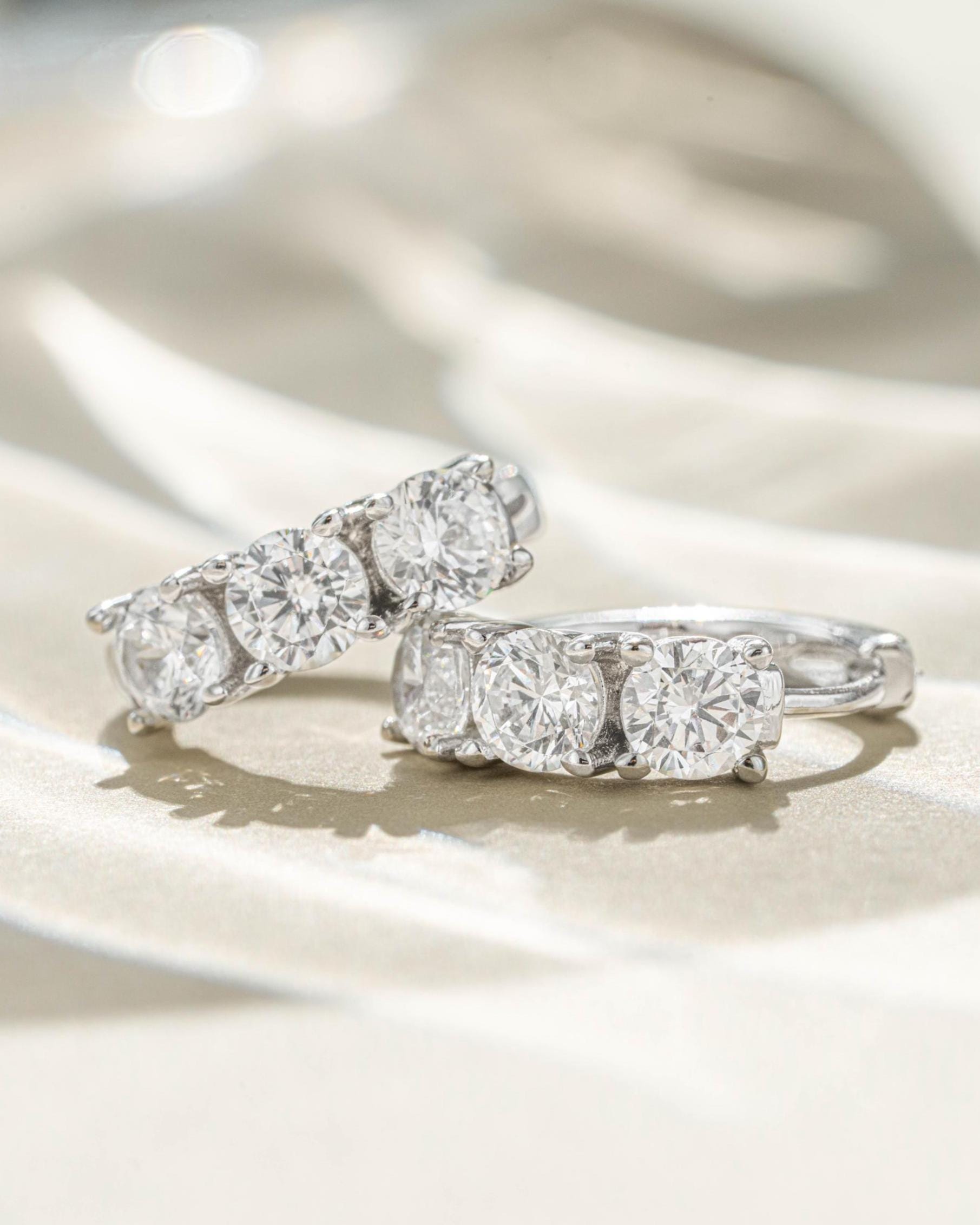 Diamond Huggie Hoop Earrings, Dainty Earrings, Bridesmaids Gift, Bridal Earrings, Gift for Her