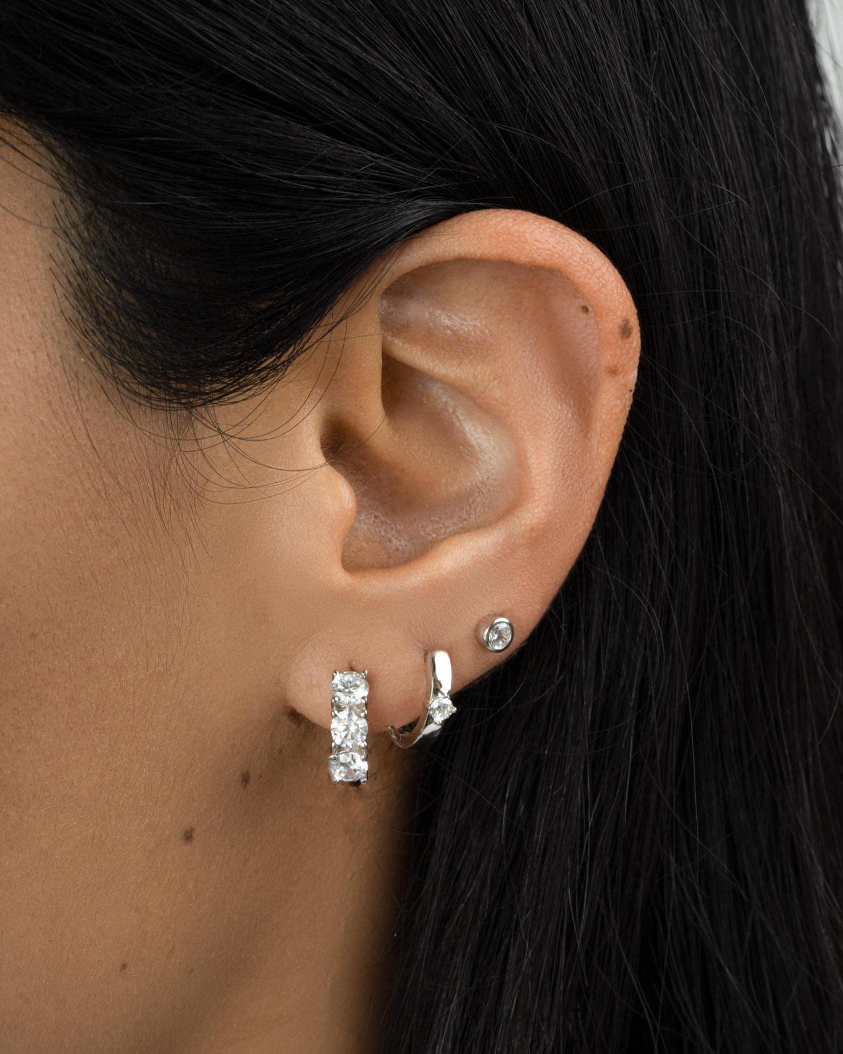 Diamond Huggie Hoop Earrings, Dainty Earrings, Bridesmaids Gift, Bridal Earrings, Gift for Her