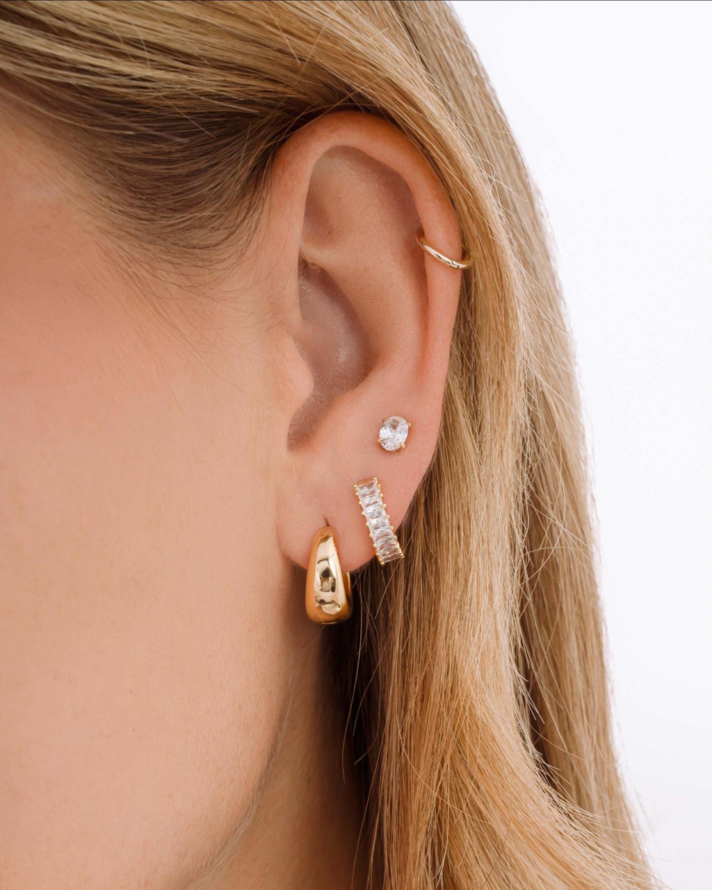 Chunky Gold Small Hoop Earrings, 14k Gold Plated Everyday Earrings
