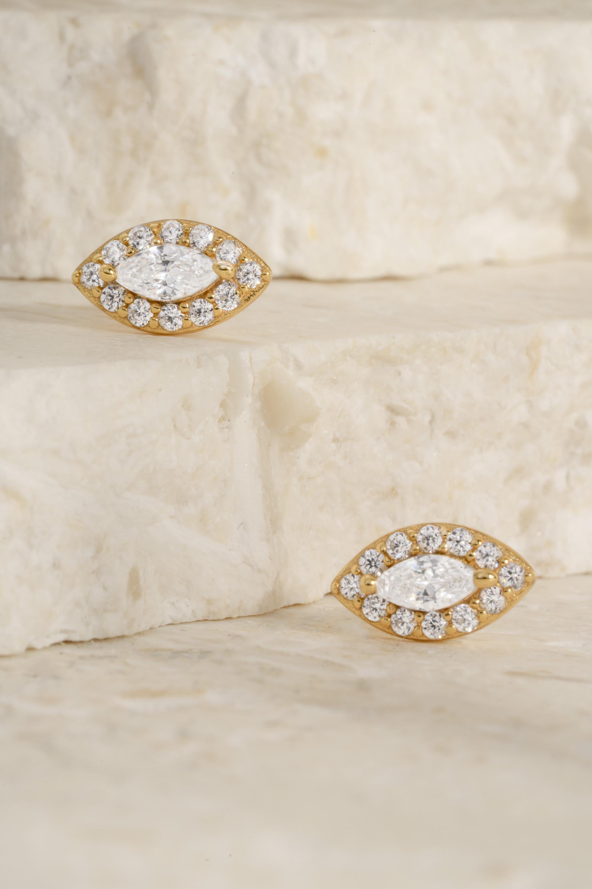 Marquise Earrings, Diamond Studs, Minimalist Stud Earrings