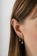 Marquise Bezel Drop Huggie Earrings by Sami Jewels, Dangle Earrings, Charm Earrings
