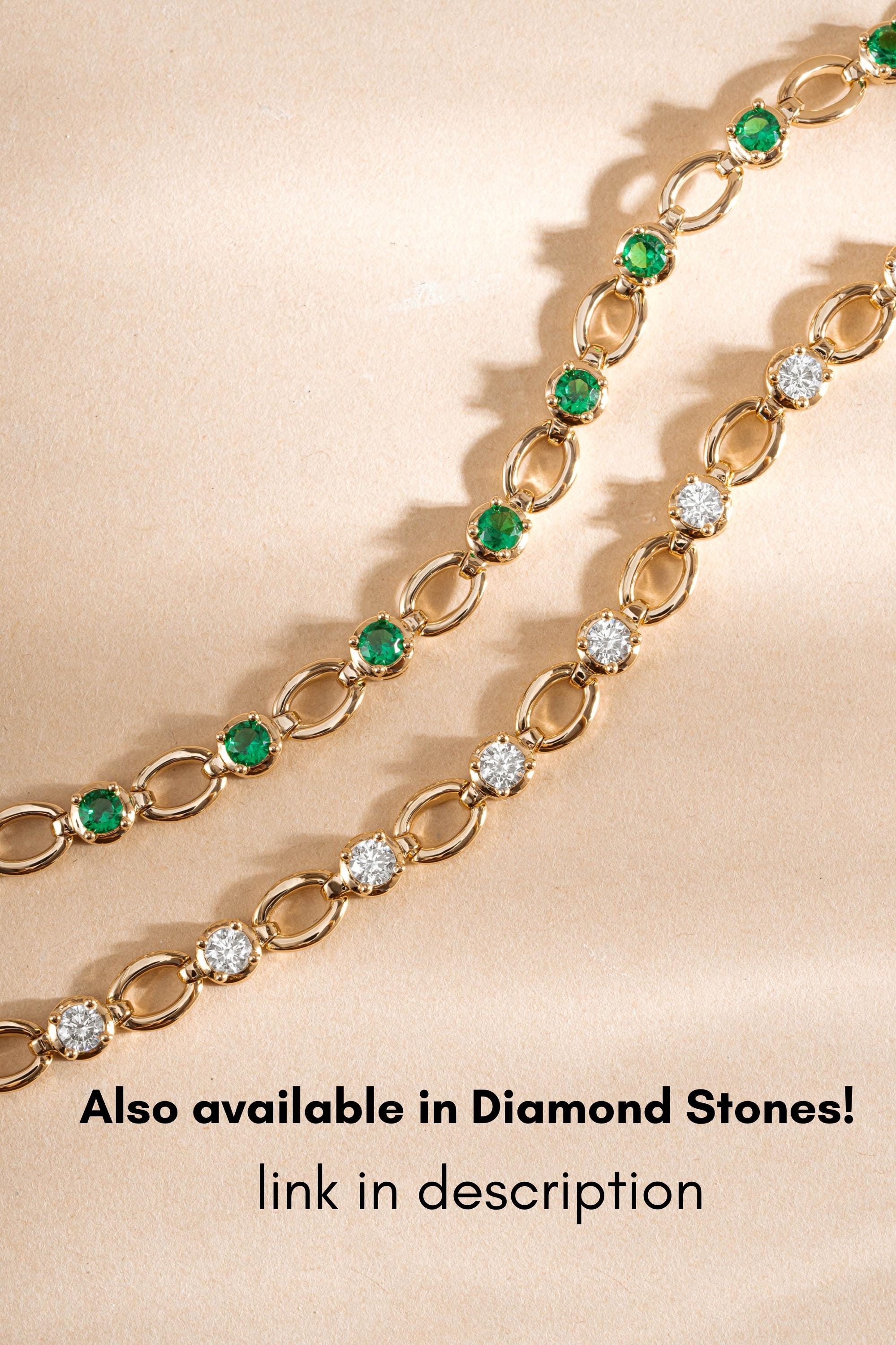 Emerald Tennis Bracelet, Minimalist Style Available in Multiple Sizes in Gold or Silver, May Birthstone, Mothers Day Gift