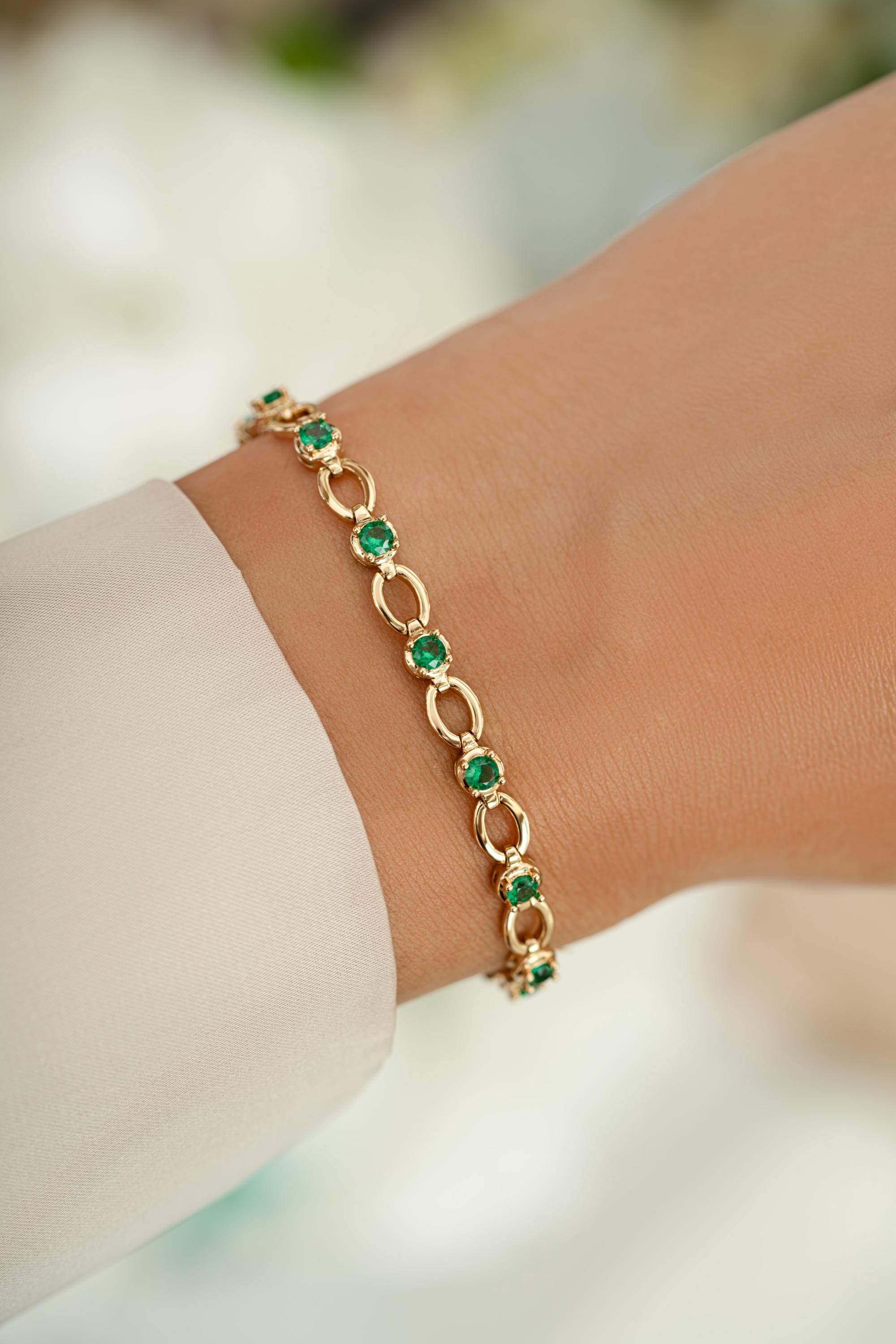 Emerald Bracelet by Sami Jewels, Minimalist Style Available in Multiple Sizes in Gold or Silver, May Birthstone, Mothers Day Gift
