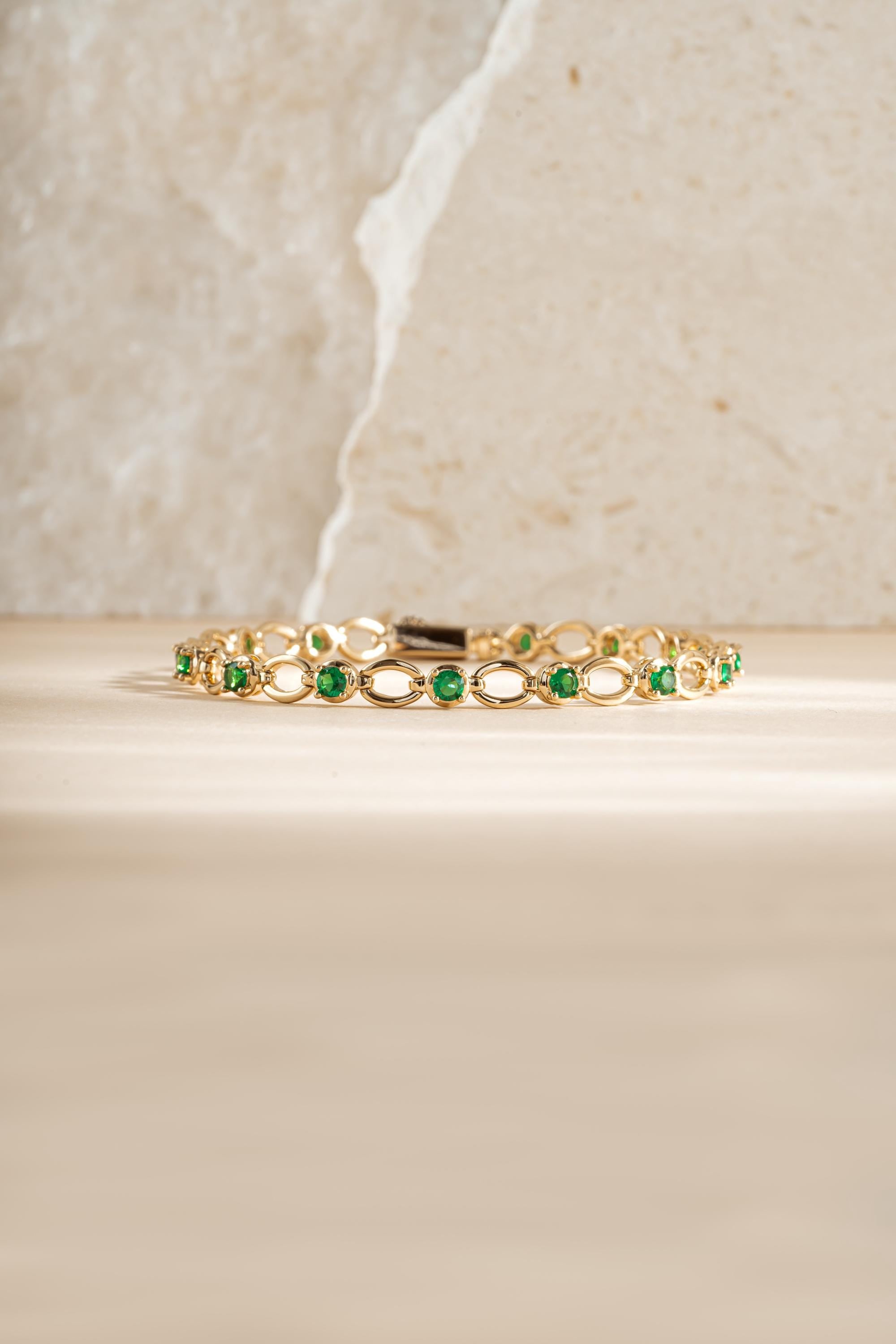 Emerald Bracelet by Sami Jewels, Minimalist Style Available in Multiple Sizes in Gold or Silver, May Birthstone, Mothers Day Gift