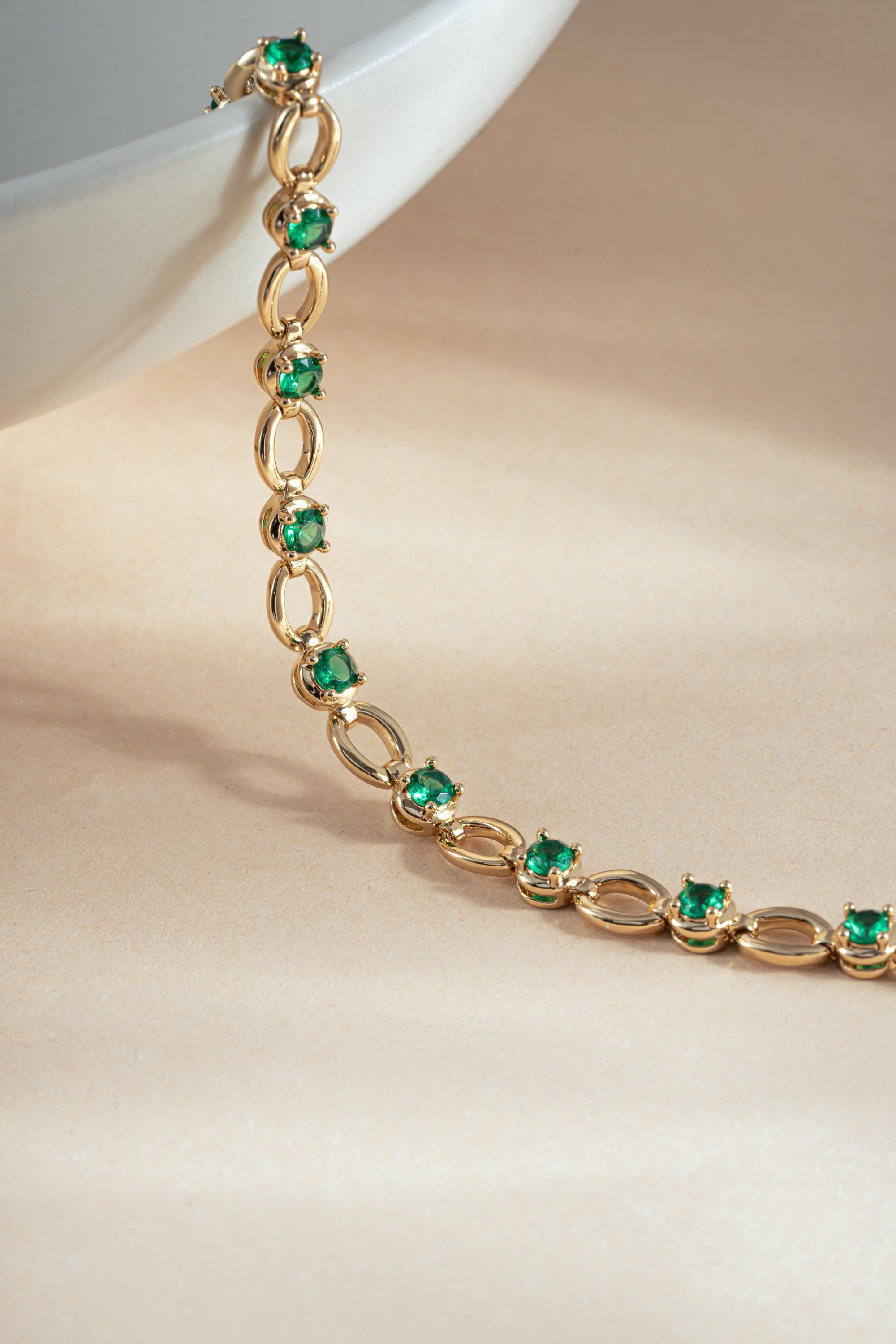 Emerald Tennis Bracelet, Minimalist Style Available in Multiple Sizes in Gold or Silver, May Birthstone, Mothers Day Gift