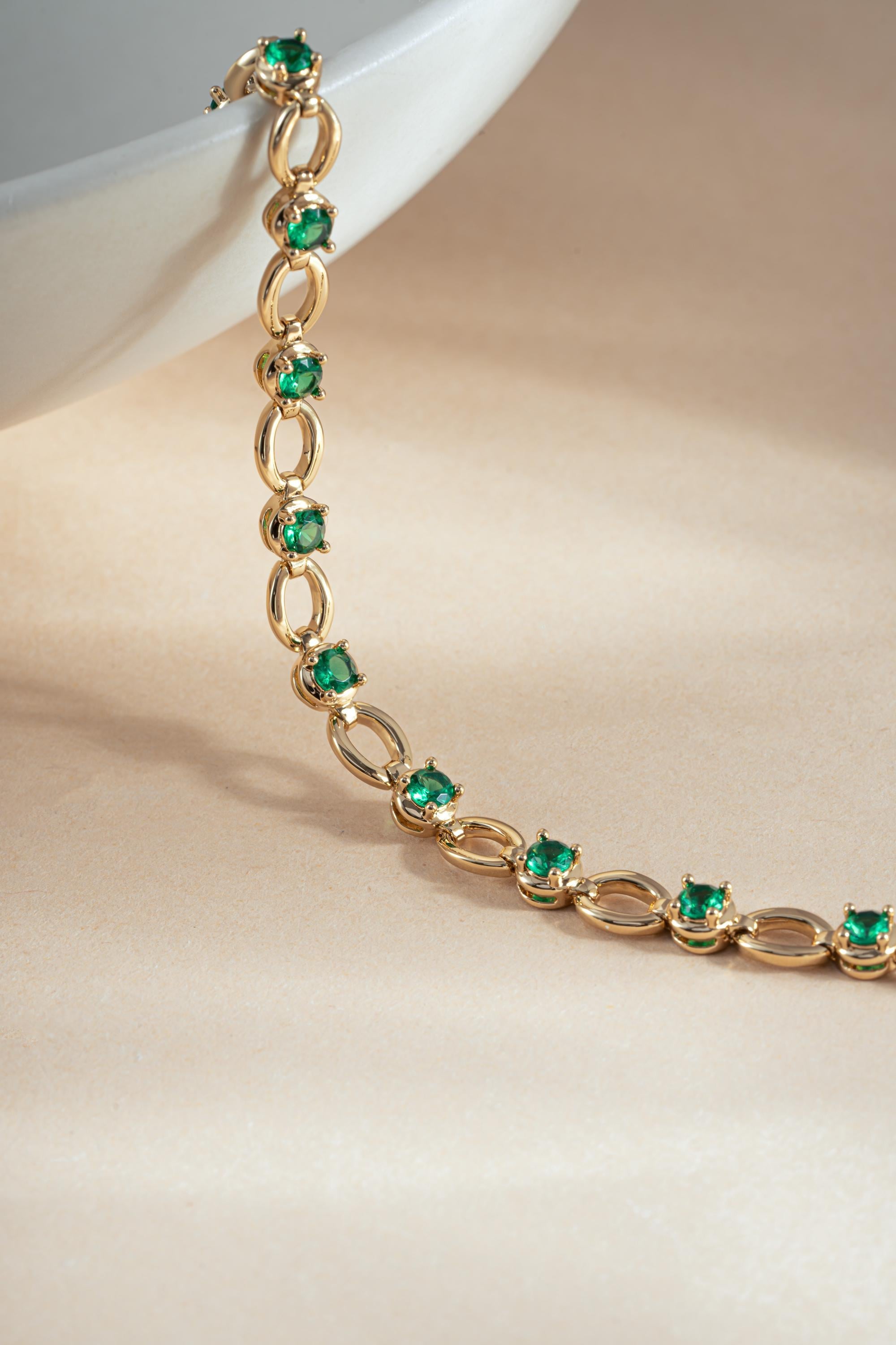Emerald Bracelet by Sami Jewels, Minimalist Style Available in Multiple Sizes in Gold or Silver, May Birthstone, Mothers Day Gift