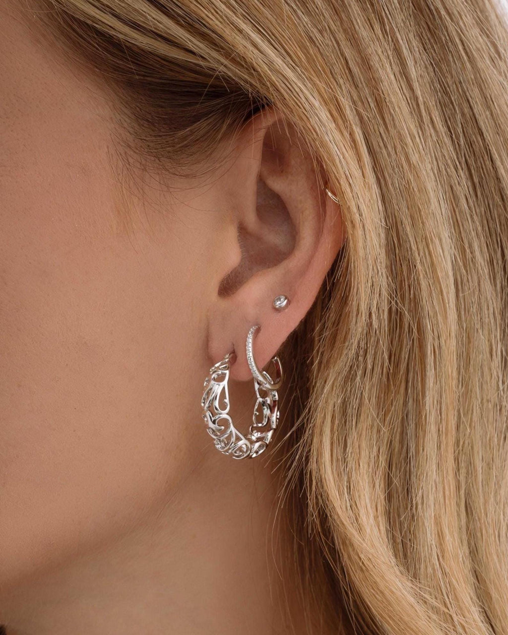 Filigree Gold Hoop Earrings, Vintage Style Statement Hoops
