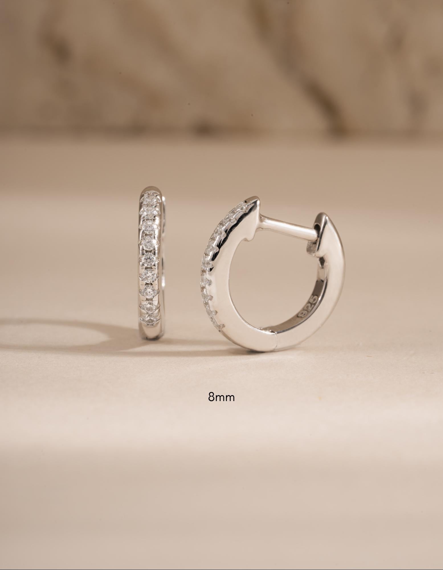 Diamond Huggie Hoop Earrings, Small Earrings, Minimalist Earring, 14k Gold Plated and Sterling Silver
