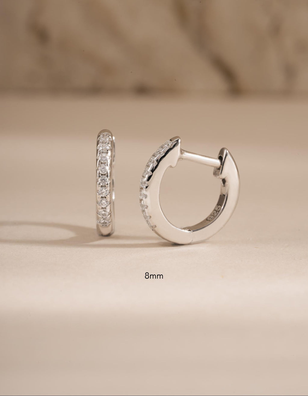Diamond Huggie Hoop Earrings, Small Earrings, Minimalist Earring, 14k Gold Plated and Sterling Silver