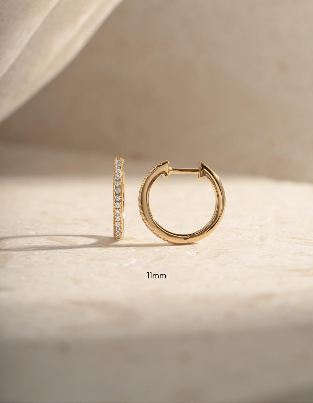 Diamond Huggie Hoop Earrings, Small Earrings, Minimalist Earring, 14k Gold Plated and Sterling Silver