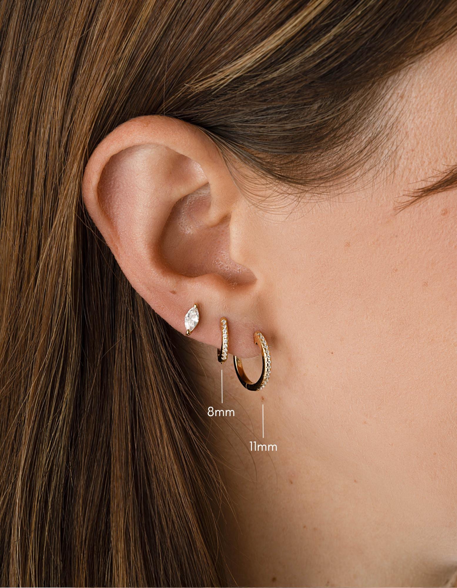 Diamond Huggie Hoop Earrings, Small Earrings, Minimalist Earring, 14k Gold Plated and Sterling Silver