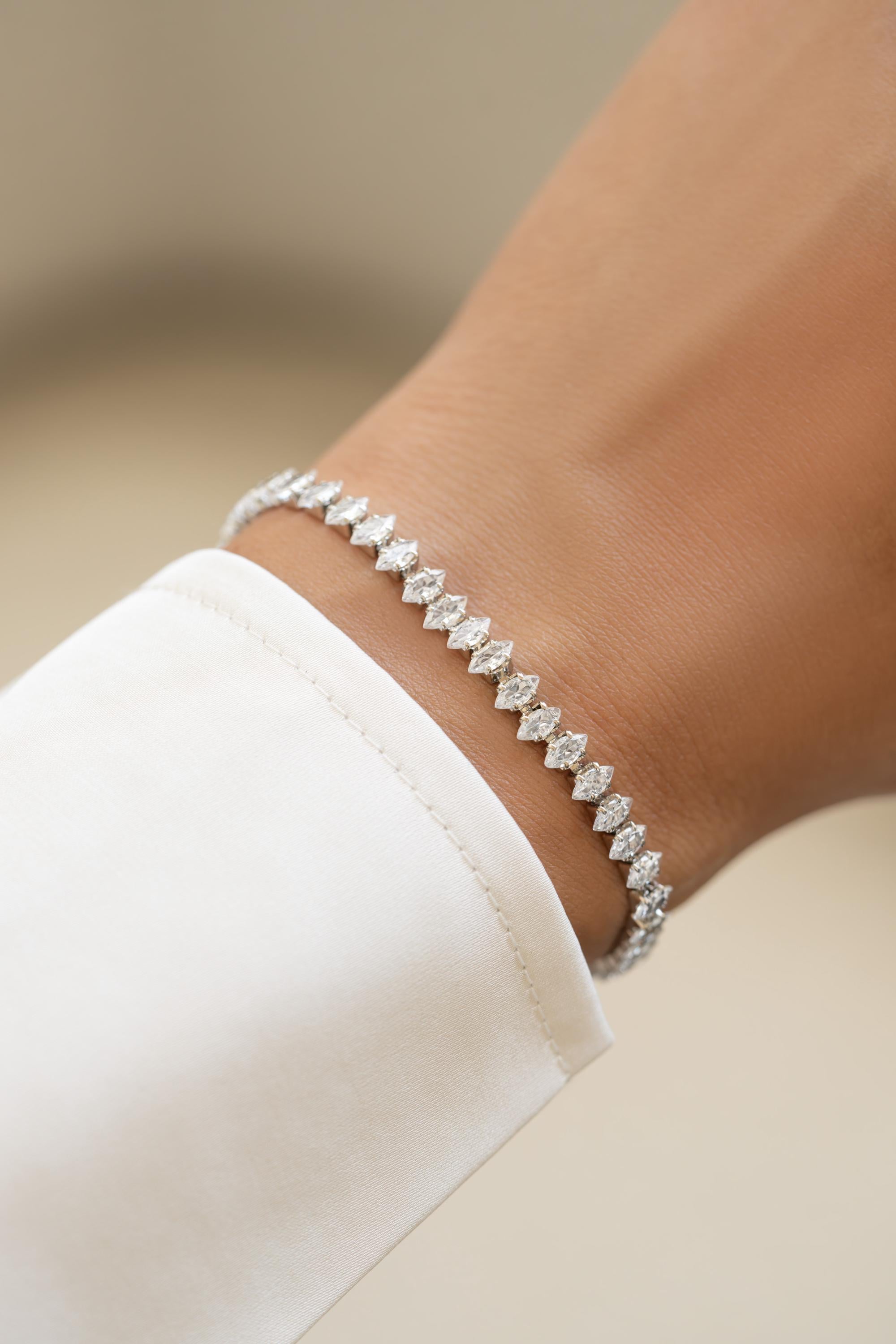 Marquise Tennis Bracelet, Diamond Bracelet, Dainty Bracelet, Gift for Her, Minimalist Bracelet