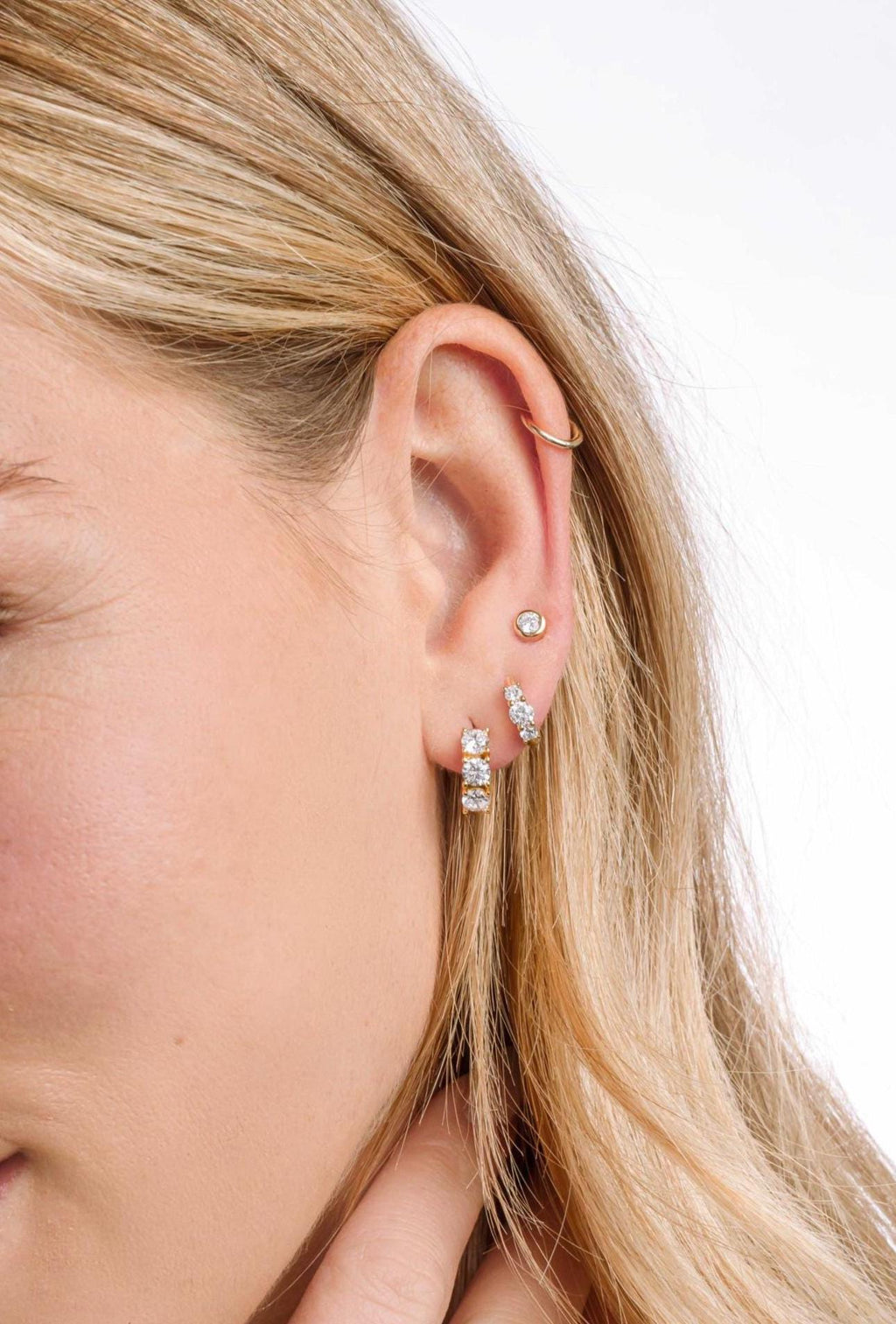 Diamond Huggie Hoop Earrings, Dainty Earrings, Bridesmaids Gift, Bridal Earrings, Gift for Her