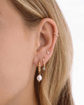 Pearl Drop Earrings, Twisted Hoop with Baroque Pearl Charm, Pearl Earrings, 14k Gold Plated Sterling Silver