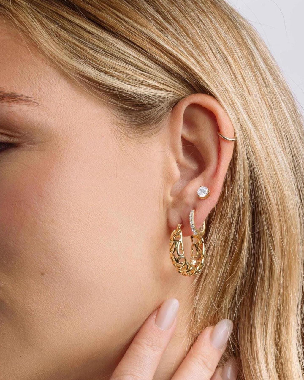 Filigree Gold Hoop Earrings, Vintage Style Statement Hoops