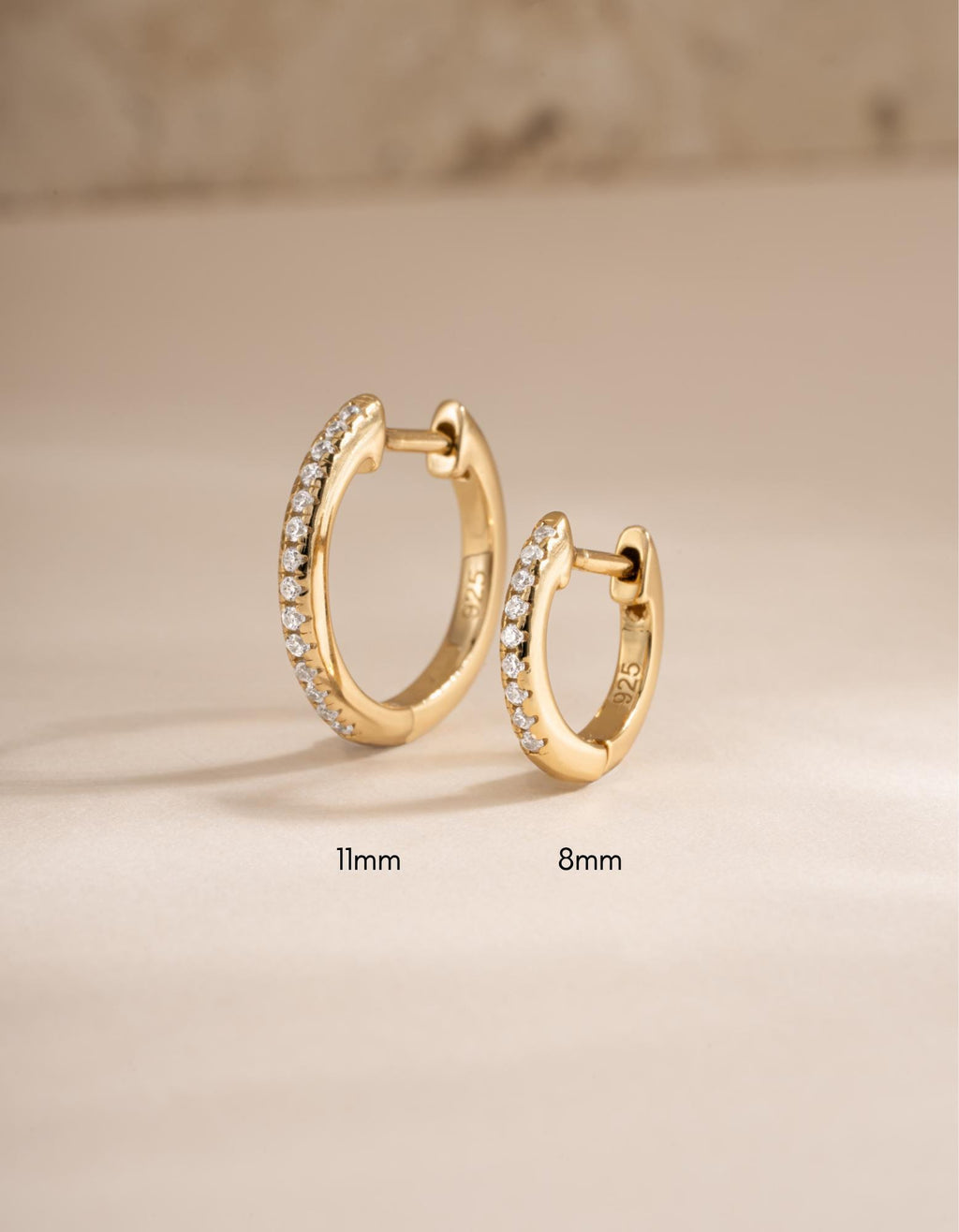 Diamond Huggie Hoop Earrings, Small Earrings, Minimalist Earring, 14k Gold Plated and Sterling Silver