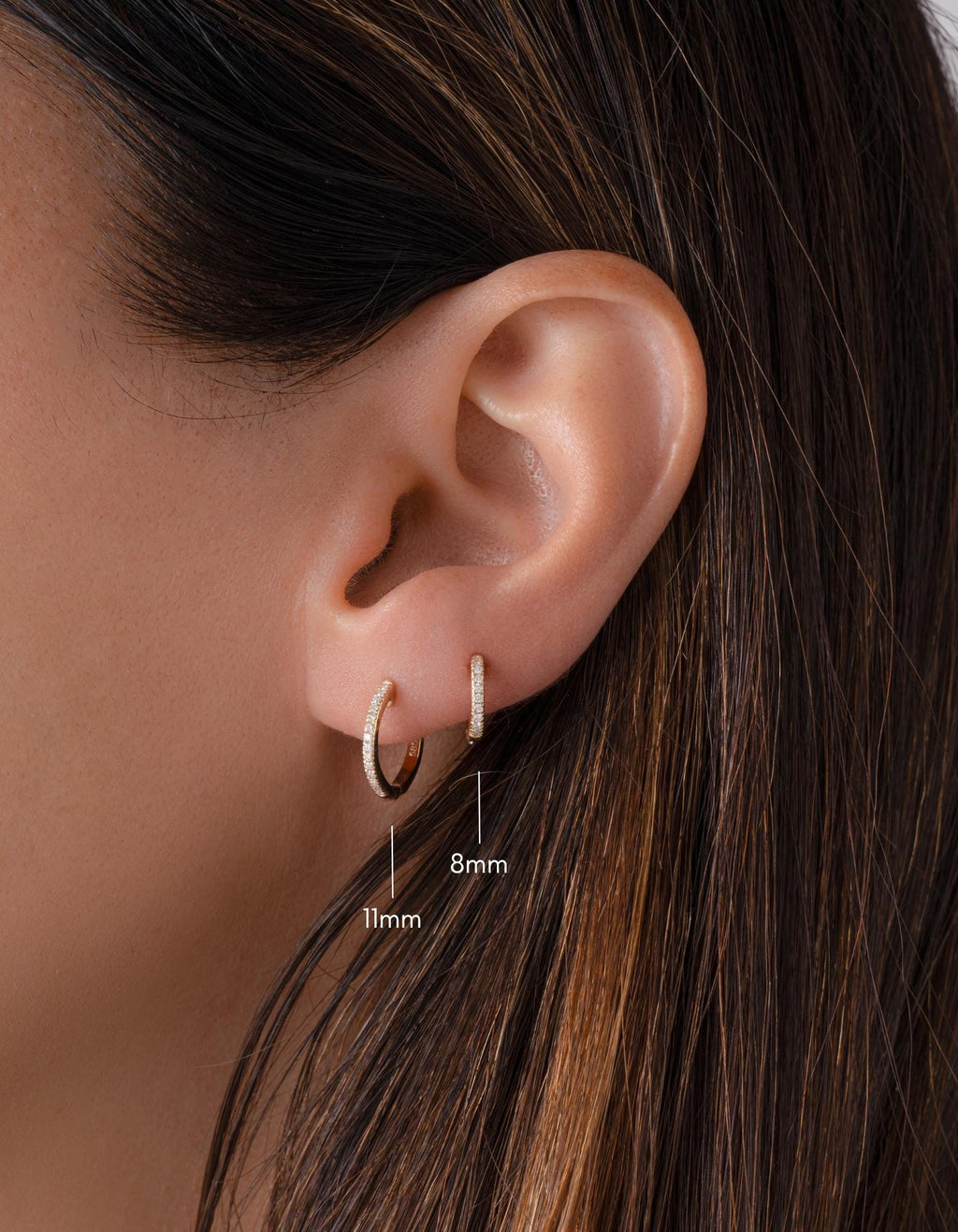 Diamond Huggie Hoop Earrings, Small Earrings, Minimalist Earring, 14k Gold Plated and Sterling Silver