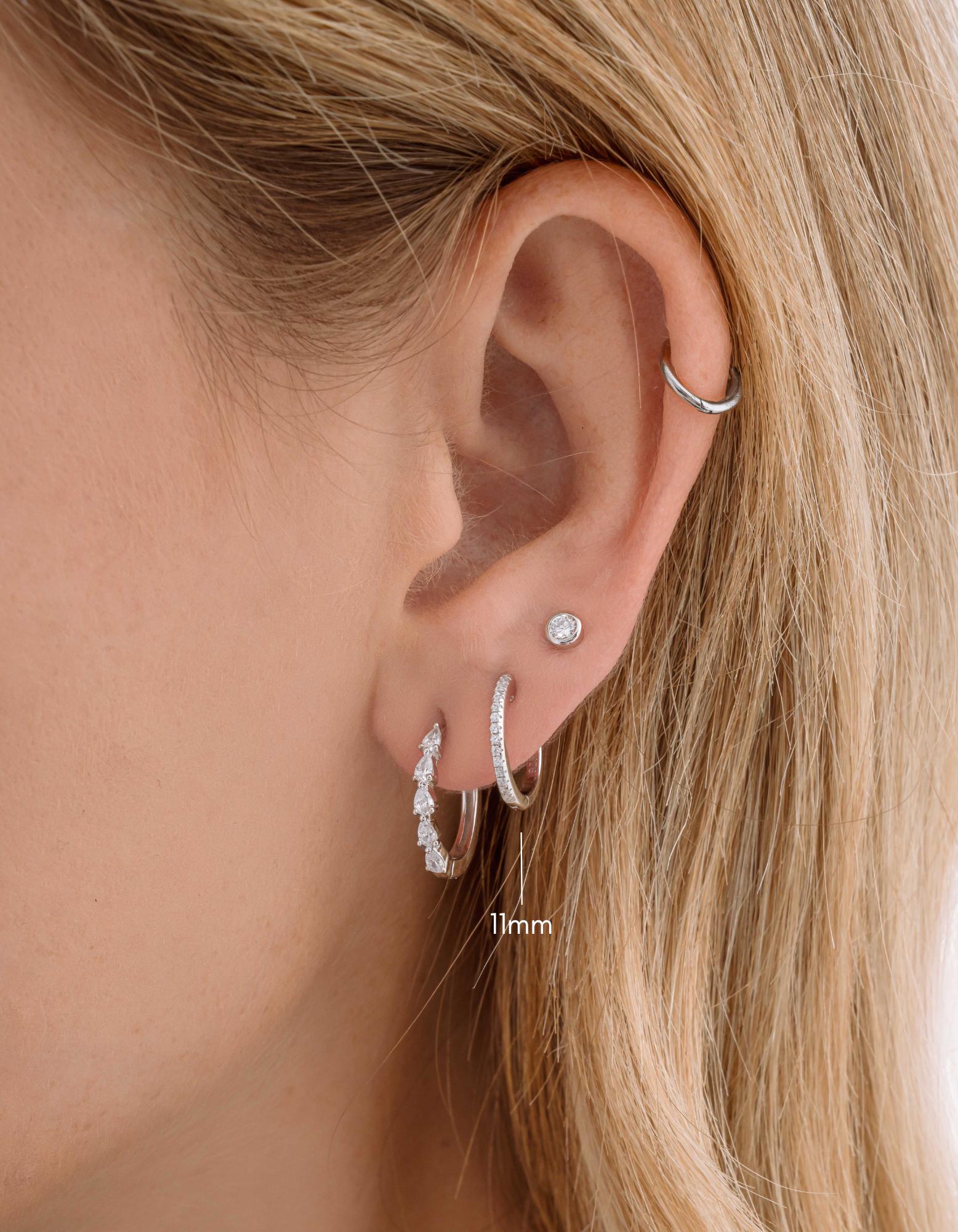 Diamond Huggie Hoop Earrings, Small Earrings, Minimalist Earring, 14k Gold Plated and Sterling Silver