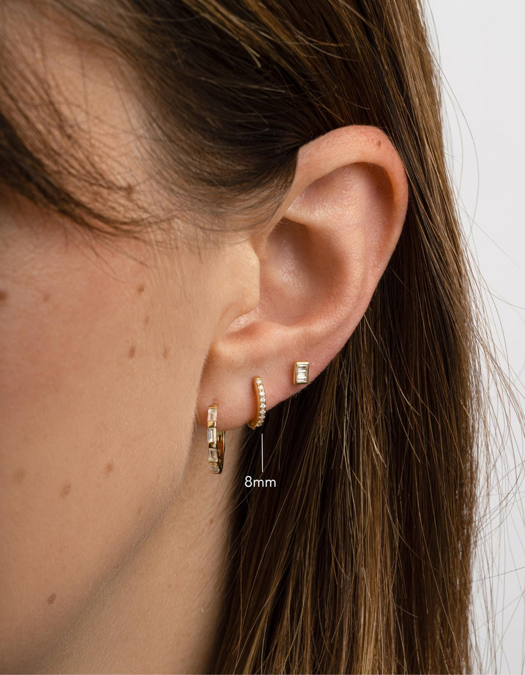 Diamond Huggie Hoop Earrings, Small Earrings, Minimalist Earring, 14k Gold Plated and Sterling Silver
