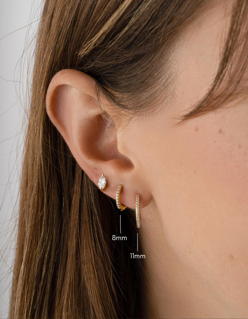 Diamond Huggie Hoop Earrings, Small Earrings, Minimalist Earring, 14k Gold Plated and Sterling Silver